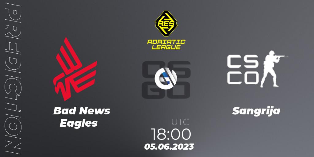 Prognose für das Spiel Bad News Eagles VS Sangrija. 05.06.23. CS2 (CS:GO) - RES Adriatic League Season 2