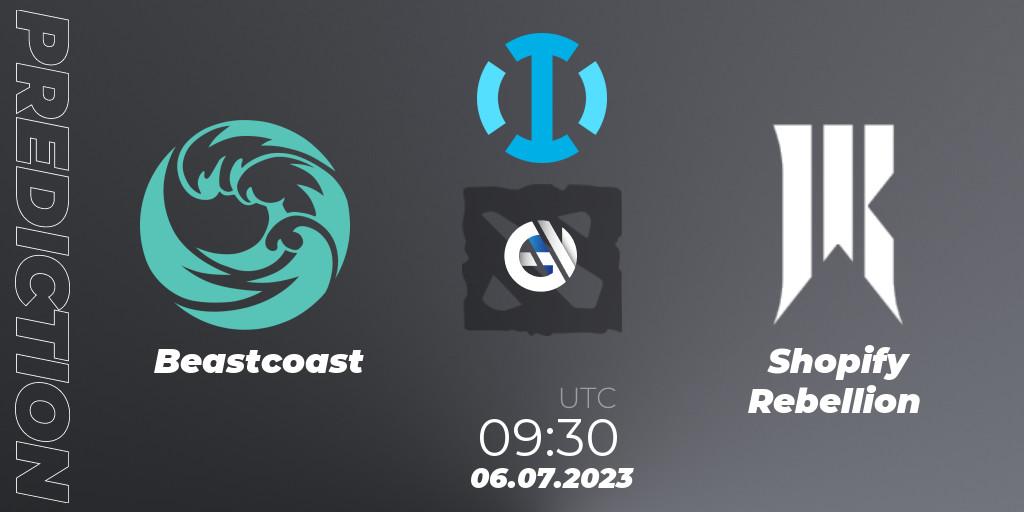 Prognose für das Spiel Beastcoast VS Shopify Rebellion. 06.07.23. Dota 2 - The Bali Major 2023