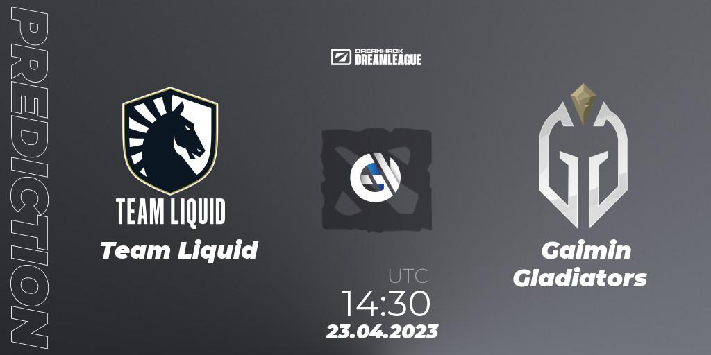 Prognose für das Spiel Team Liquid VS Gaimin Gladiators. 23.04.2023 at 14:27. Dota 2 - DreamLeague Season 19