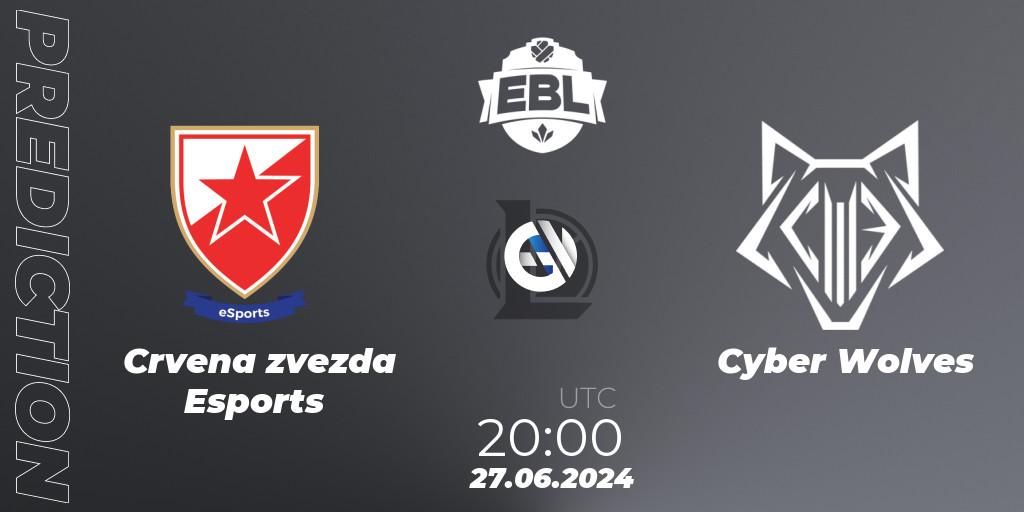 Prognose für das Spiel Crvena zvezda Esports VS Cyber Wolves. 27.06.2024 at 20:00. LoL - Esports Balkan League Season 15