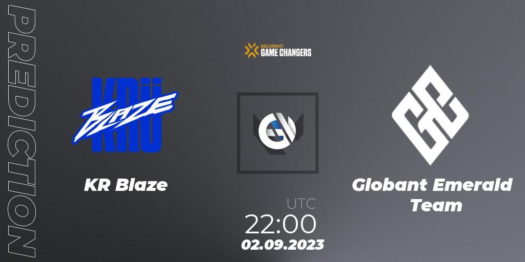 Prognose für das Spiel KRÜ Blaze VS Globant Emerald Team. 02.09.2023 at 22:00. VALORANT - VCT 2023: Game Changers LAS - Playoffs