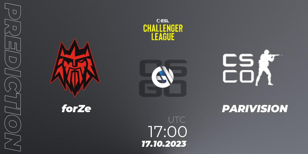 Prognose für das Spiel forZe VS PARIVISION. 17.10.23. CS2 (CS:GO) - ESL Challenger League Season 46: Europe