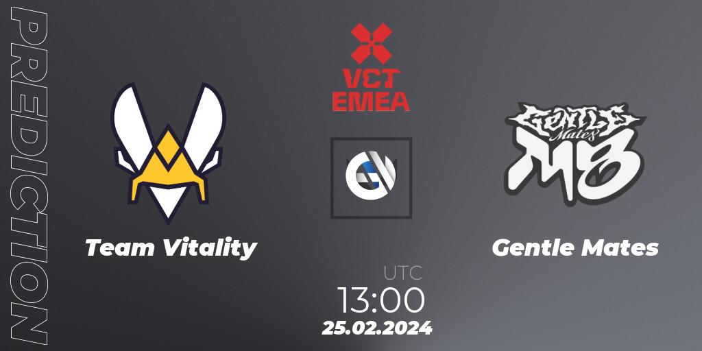 Prognose für das Spiel Team Vitality VS Gentle Mates. 25.02.24. VALORANT - VCT 2024: EMEA Kickoff