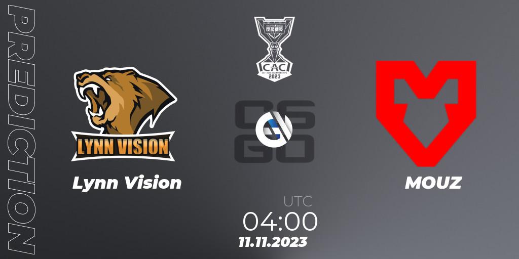 Prognose für das Spiel Lynn Vision VS MOUZ. 11.11.23. CS2 (CS:GO) - CS Asia Championships 2023