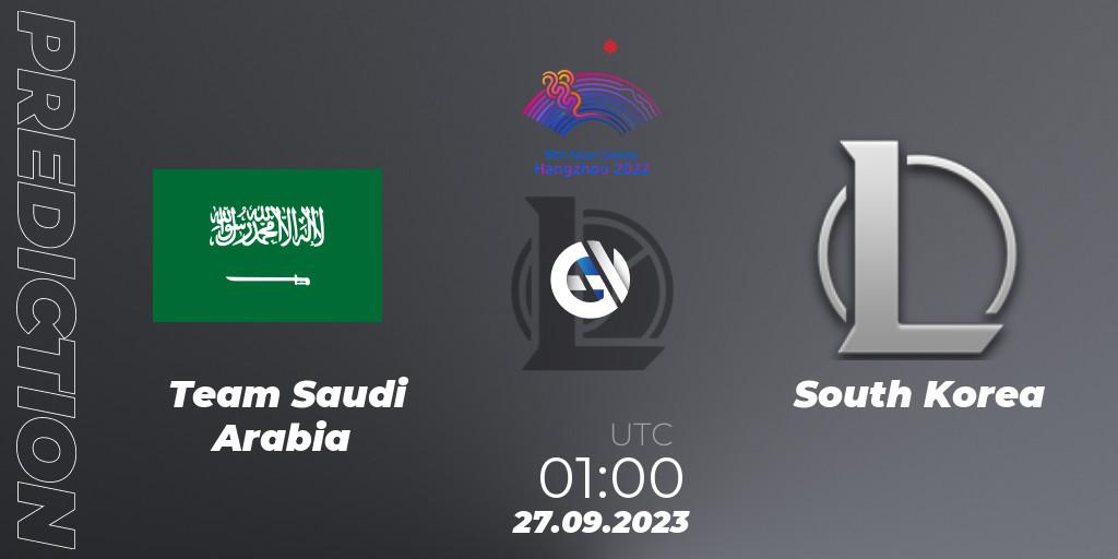 Prognose für das Spiel Team Saudi Arabia VS Korea Team. 27.09.23. LoL - 2022 Asian Games