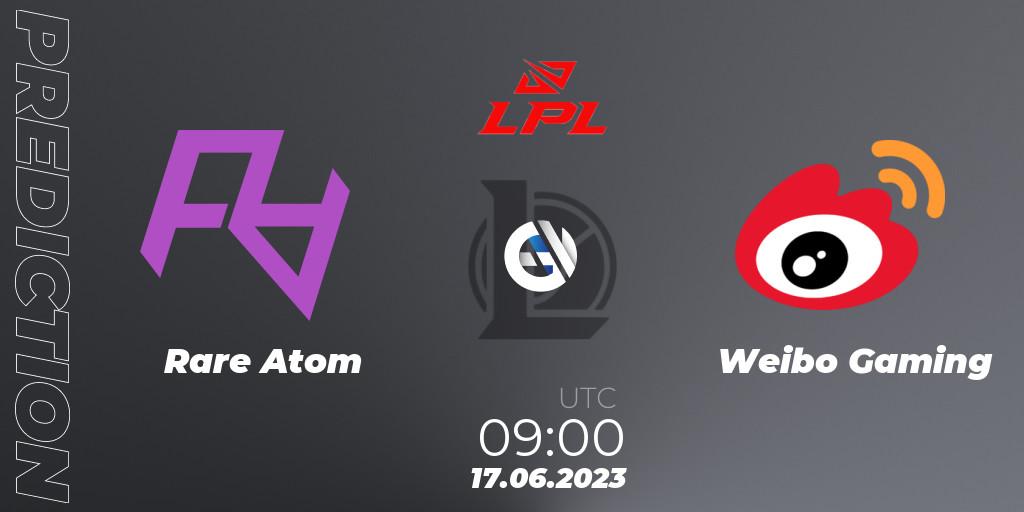 Prognose für das Spiel Rare Atom VS Weibo Gaming. 17.06.23. LoL - LPL Summer 2023 Regular Season