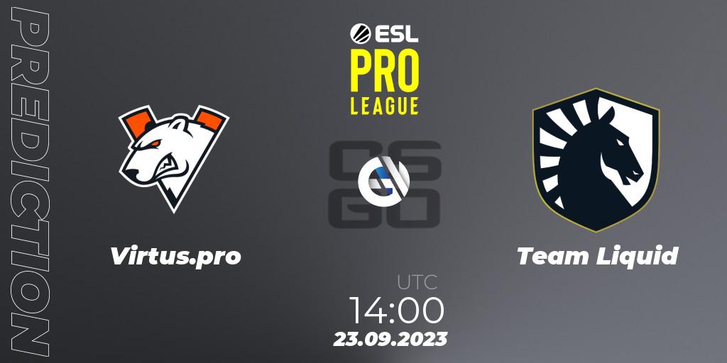 Prognose für das Spiel Virtus.pro VS Team Liquid. 23.09.2023 at 15:10. Counter-Strike (CS2) - ESL Pro League Season 18