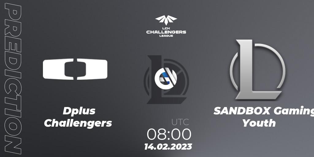 Prognose für das Spiel Dplus Challengers VS SANDBOX Gaming Youth. 14.02.2023 at 08:00. LoL - LCK Challengers League 2023 Spring
