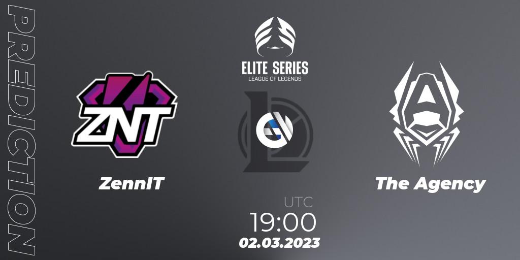 Prognose für das Spiel ZennIT VS The Agency. 02.03.23. LoL - Elite Series Spring 2023 - Group Stage