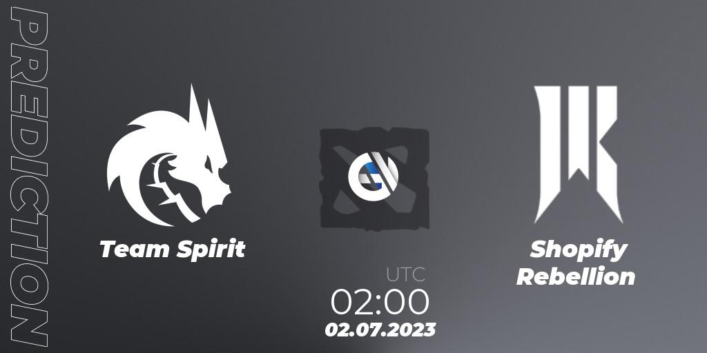 Prognose für das Spiel Team Spirit VS Shopify Rebellion. 02.07.23. Dota 2 - Bali Major 2023 - Group Stage