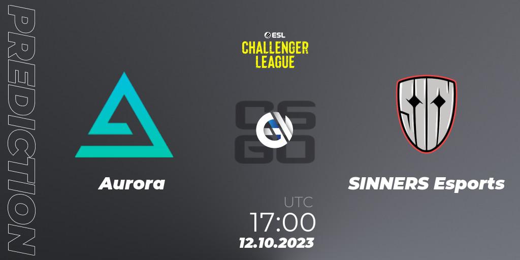 Prognose für das Spiel Aurora VS SINNERS Esports. 19.10.2023 at 15:00. Counter-Strike (CS2) - ESL Challenger League Season 46: Europe