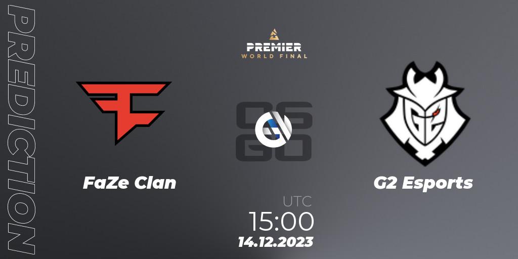 Prognose für das Spiel FaZe Clan VS G2 Esports. 14.12.23. CS2 (CS:GO) - BLAST Premier World Final 2023