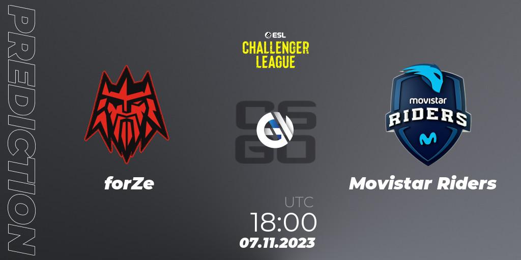 Prognose für das Spiel forZe VS Movistar Riders. 07.11.23. CS2 (CS:GO) - ESL Challenger League Season 46: Europe