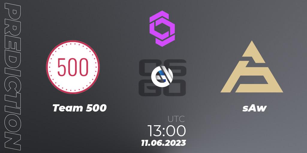 Prognose für das Spiel Team 500 VS sAw. 11.06.2023 at 12:00. Counter-Strike (CS2) - CCT West Europe Series 4
