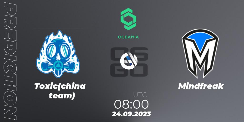Prognose für das Spiel Toxic(china team) VS Mindfreak. 24.09.23. CS2 (CS:GO) - CCT Oceania Series #2