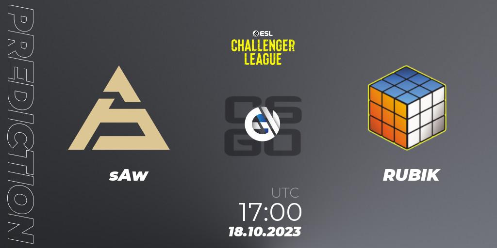 Prognose für das Spiel sAw VS RUBIK. 18.10.23. CS2 (CS:GO) - ESL Challenger League Season 46: Europe