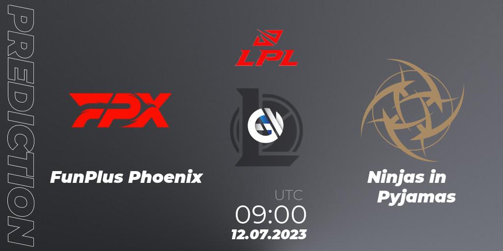 Prognose für das Spiel FunPlus Phoenix VS Ninjas in Pyjamas. 12.07.23. LoL - LPL Summer 2023 Regular Season
