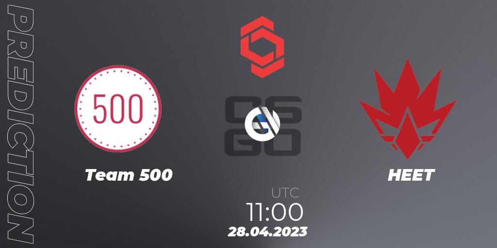 Prognose für das Spiel Team 500 VS HEET. 28.04.23. CS2 (CS:GO) - CCT Central Europe Series #6
