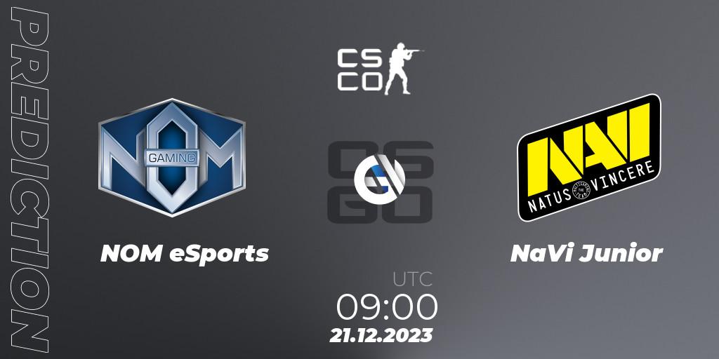 Prognose für das Spiel NOM eSports VS NaVi Junior. 21.12.2023 at 09:00. Counter-Strike (CS2) - European Pro League Season 13: Division 2