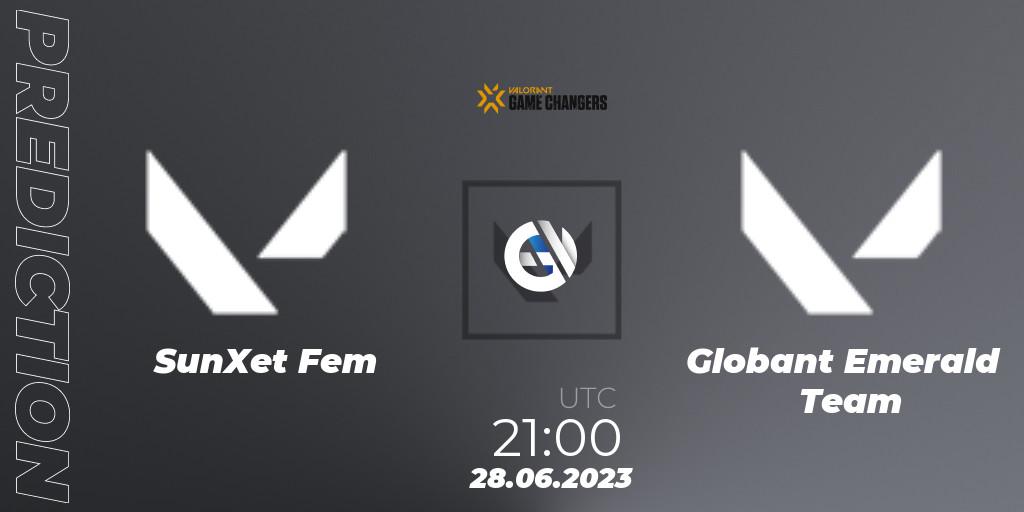 Prognose für das Spiel SunXet Fem VS Globant Emerald Team. 28.06.2023 at 21:00. VALORANT - VCT 2023: Game Changers Latin America South