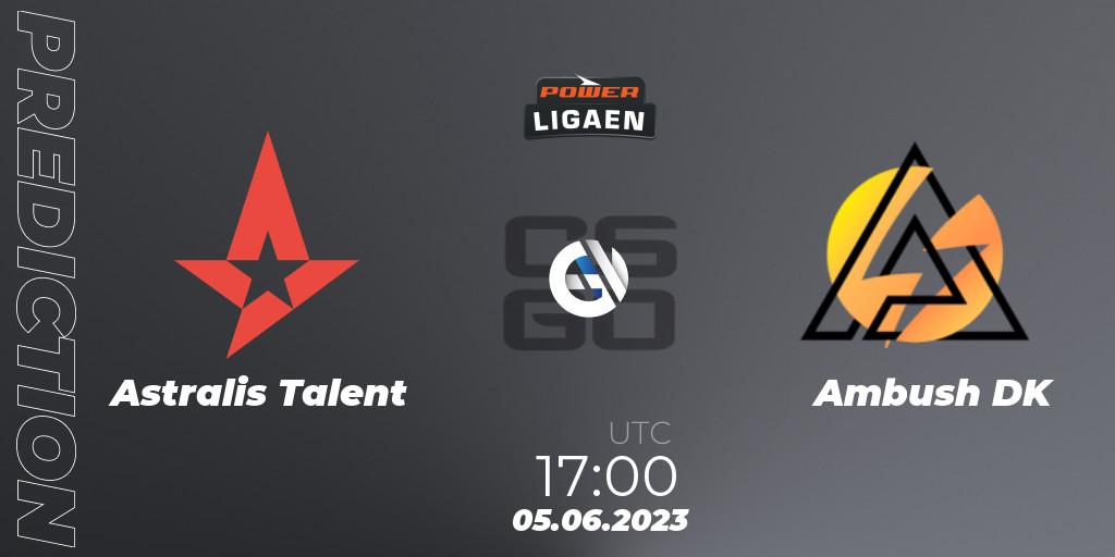 Prognose für das Spiel Astralis Talent VS Ambush. 05.06.23. CS2 (CS:GO) - Dust2.dk Ligaen Season 23
