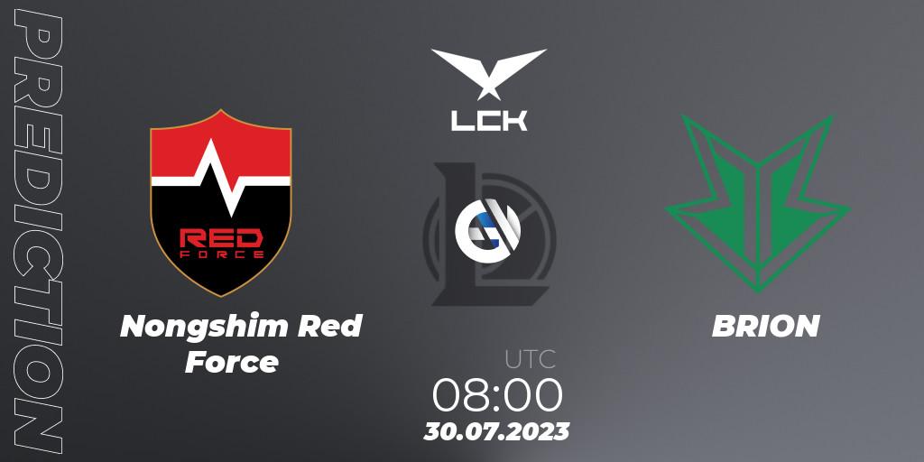 Prognose für das Spiel Nongshim Red Force VS BRION. 30.07.2023 at 06:00. LoL - LCK Summer 2023 Regular Season
