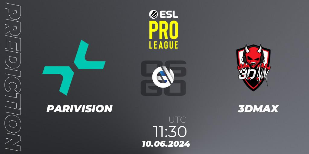 Prognose für das Spiel PARIVISION VS 3DMAX. 10.06.2024 at 11:30. Counter-Strike (CS2) - ESL Pro League Season 20: European Conference