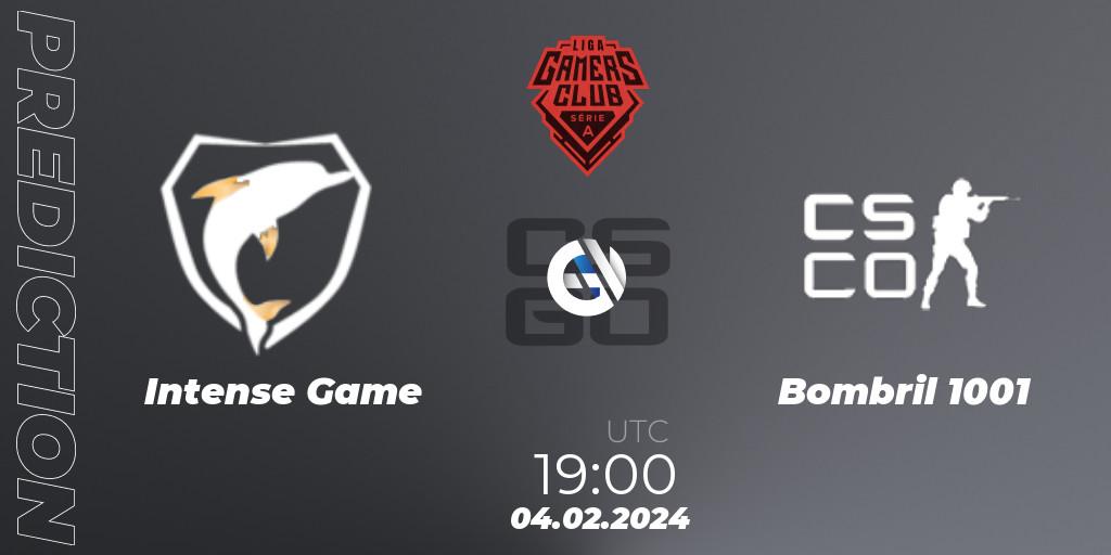 Prognose für das Spiel Intense Game VS Bombril 1001. 04.02.2024 at 19:00. Counter-Strike (CS2) - Gamers Club Liga Série A: January 2024