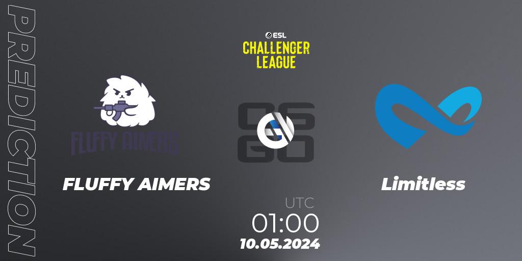 Prognose für das Spiel FLUFFY AIMERS VS Limitless. 10.05.2024 at 01:00. Counter-Strike (CS2) - ESL Challenger League Season 47: North America