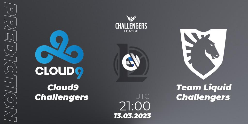 Prognose für das Spiel Cloud9 Challengers VS Team Liquid Challengers. 13.03.23. LoL - NACL 2023 Spring - Playoffs
