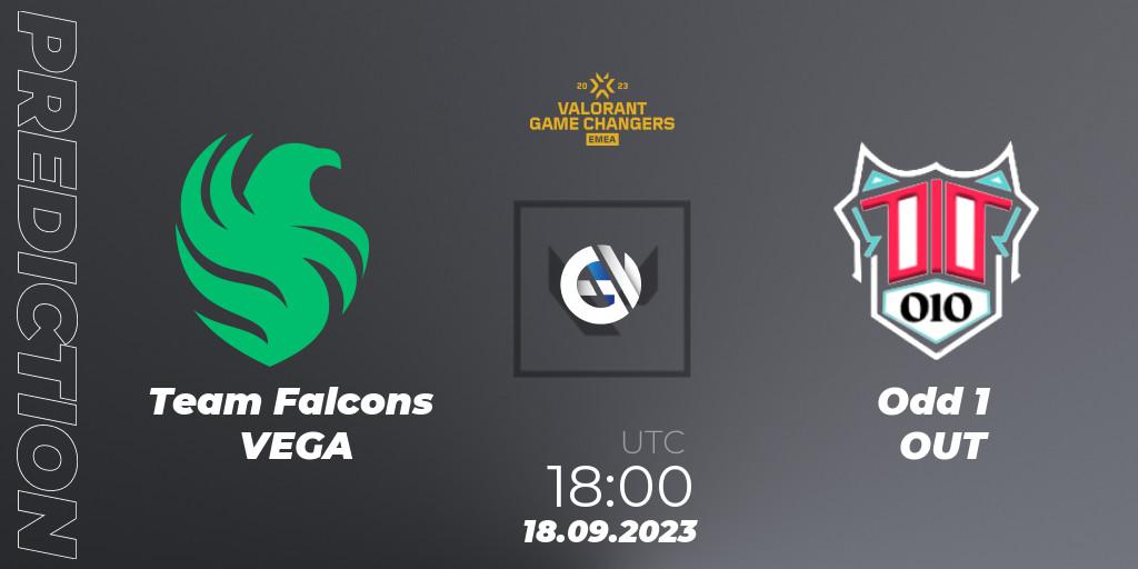Prognose für das Spiel Team Falcons VEGA VS Odd 1 OUT. 18.09.2023 at 18:00. VALORANT - VCT 2023: Game Changers EMEA Stage 3 - Group Stage