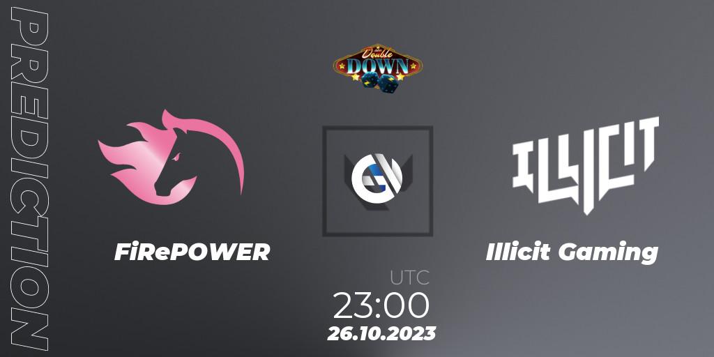 Prognose für das Spiel FiRePOWER VS Illicit Gaming. 26.10.2023 at 23:00. VALORANT - ACE Double Down