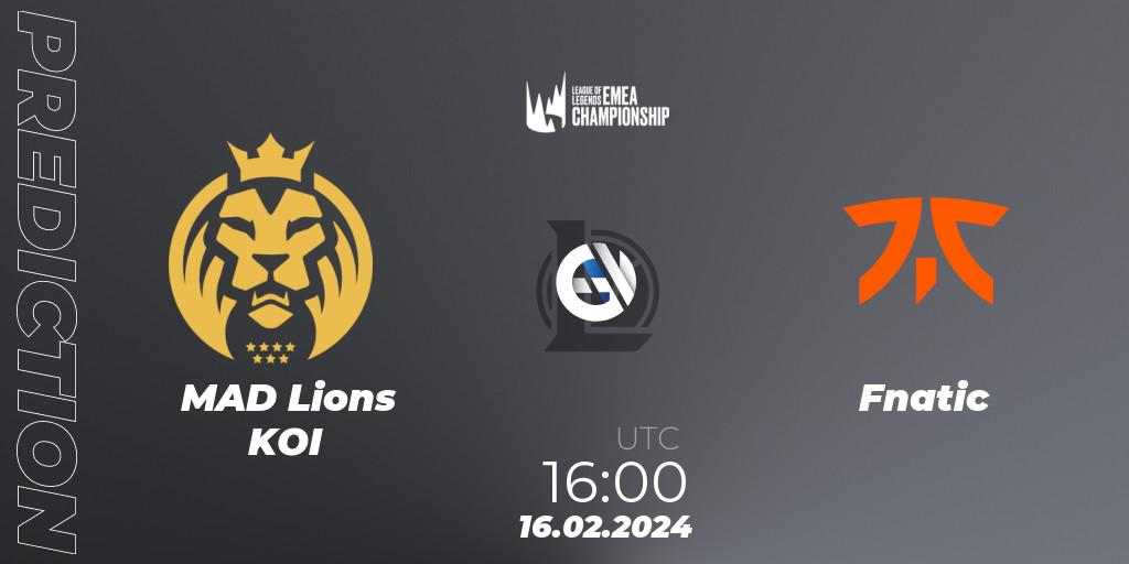 Prognose für das Spiel MAD Lions KOI VS Fnatic. 16.02.24. LoL - LEC Winter 2024 - Playoffs