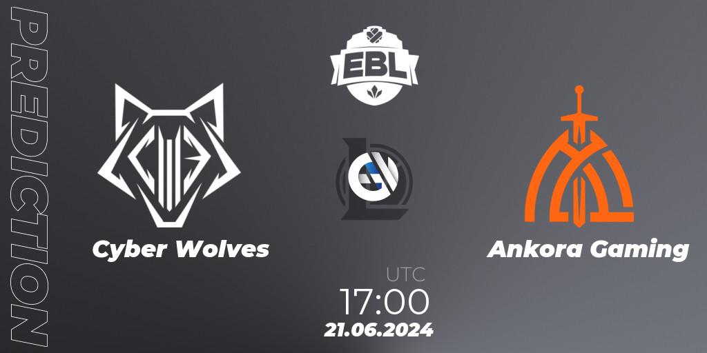 Prognose für das Spiel Cyber Wolves VS Ankora Gaming. 21.06.2024 at 17:00. LoL - Esports Balkan League Season 15