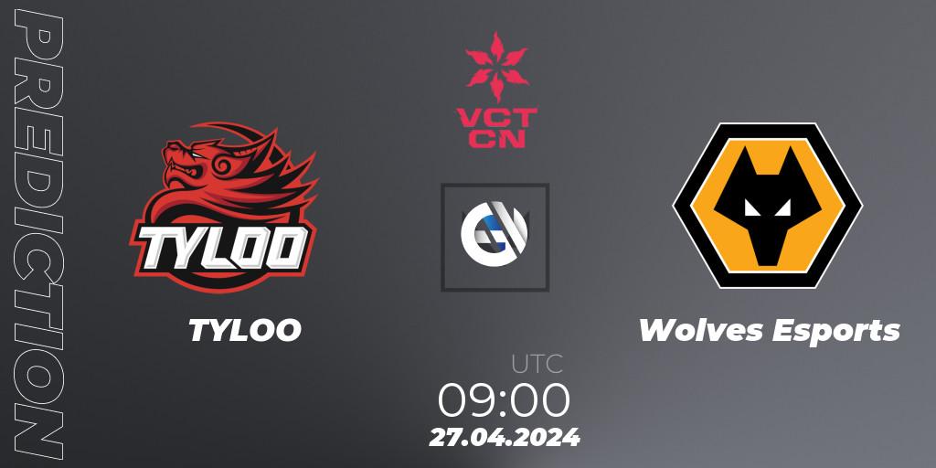 Prognose für das Spiel TYLOO VS Wolves Esports. 27.04.2024 at 09:10. VALORANT - VALORANT Champions Tour China 2024: Stage 1 - Group Stage