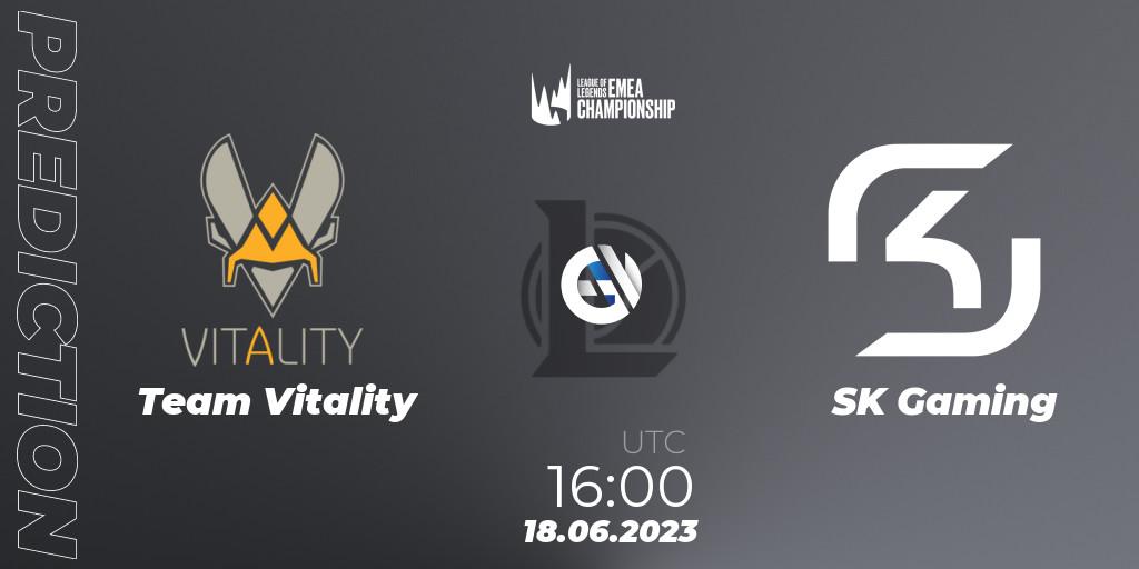 Prognose für das Spiel Team Vitality VS SK Gaming. 18.06.23. LoL - LEC Summer 2023 - Regular Season