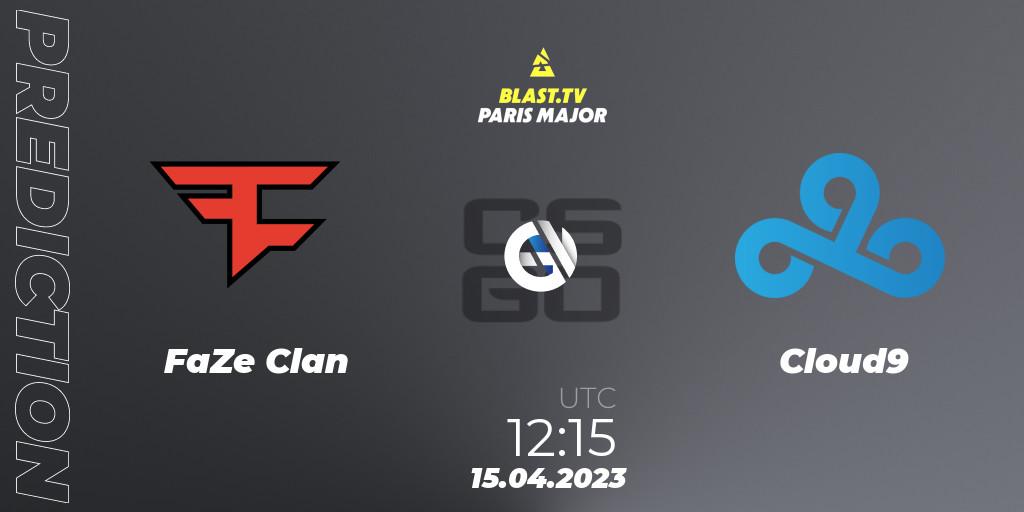 Prognose für das Spiel FaZe Clan VS Cloud9. 15.04.23. CS2 (CS:GO) - BLAST.tv Paris Major 2023 Challengers Stage Europe Last Chance Qualifier
