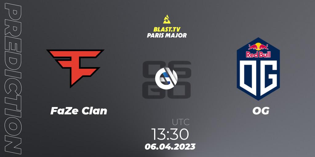 Prognose für das Spiel FaZe Clan VS OG. 06.04.23. CS2 (CS:GO) - BLAST.tv Paris Major 2023 Europe RMR A