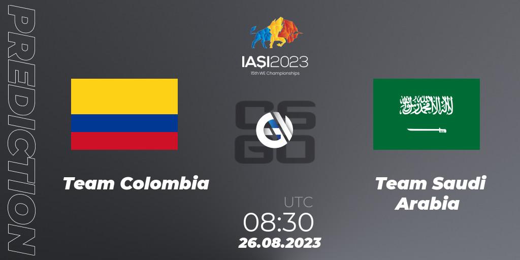Prognose für das Spiel Team Colombia VS Team Saudi Arabia. 26.08.23. CS2 (CS:GO) - IESF World Esports Championship 2023
