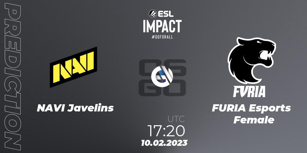Prognose für das Spiel NAVI Javelins VS FURIA Esports Female. 10.02.2023 at 18:00. Counter-Strike (CS2) - ESL Impact Katowice 2023