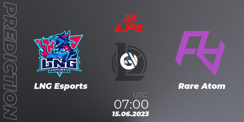 Prognose für das Spiel LNG Esports VS Rare Atom. 15.06.23. LoL - LPL Summer 2023 Regular Season