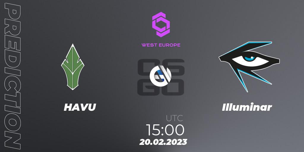 Prognose für das Spiel HAVU VS Illuminar. 20.02.2023 at 16:00. Counter-Strike (CS2) - CCT West Europe Series #1