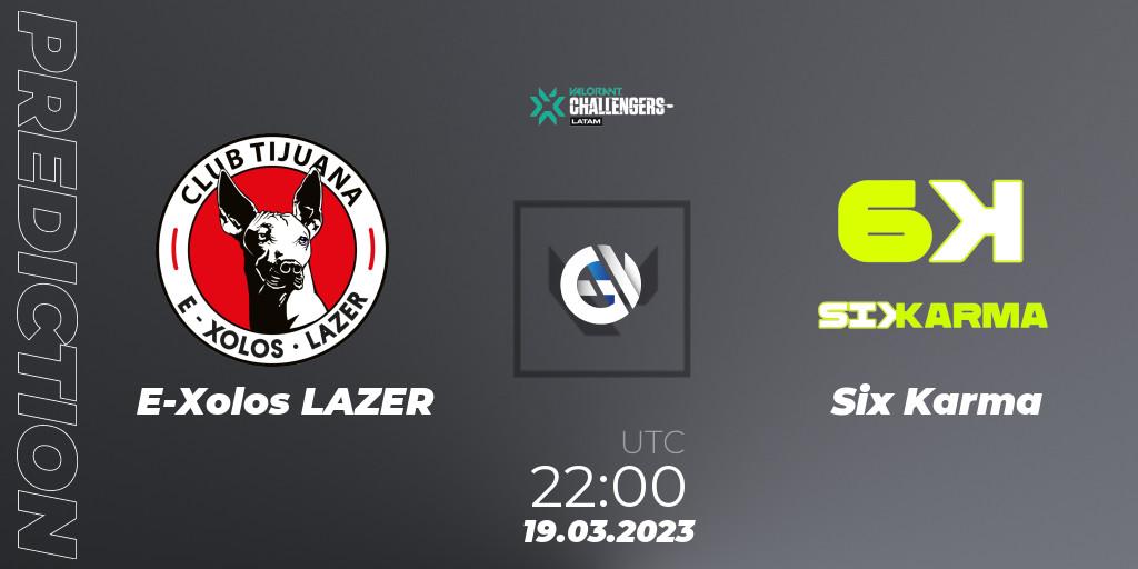 Prognose für das Spiel E-Xolos LAZER VS Six Karma. 19.03.23. VALORANT - VALORANT Challengers 2023: LAN Split 1