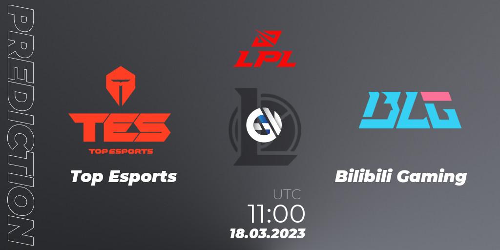 Prognose für das Spiel Top Esports VS Bilibili Gaming. 18.03.2023 at 11:15. LoL - LPL Spring 2023 - Group Stage