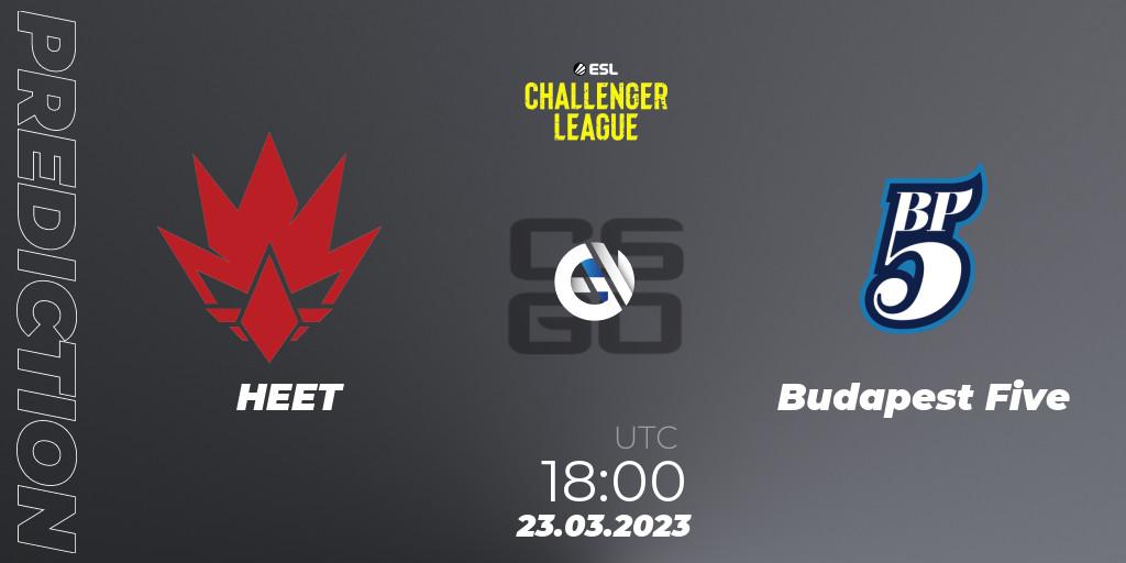 Prognose für das Spiel HEET VS Budapest Five. 24.03.23. CS2 (CS:GO) - ESL Challenger League Season 44 Relegation: Europe