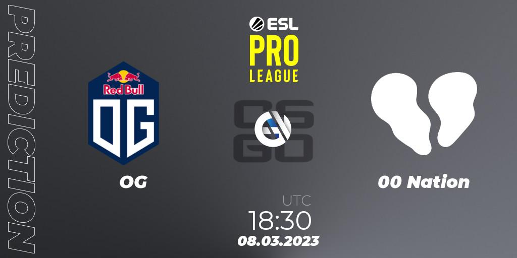 Prognose für das Spiel OG VS 00 Nation. 08.03.2023 at 18:30. Counter-Strike (CS2) - ESL Pro League Season 17
