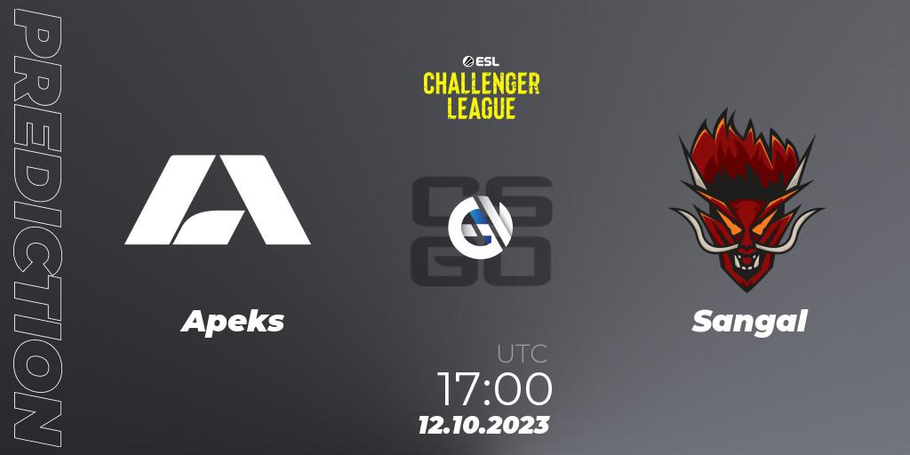 Prognose für das Spiel Apeks VS Sangal. 25.10.23. CS2 (CS:GO) - ESL Challenger League Season 46: Europe
