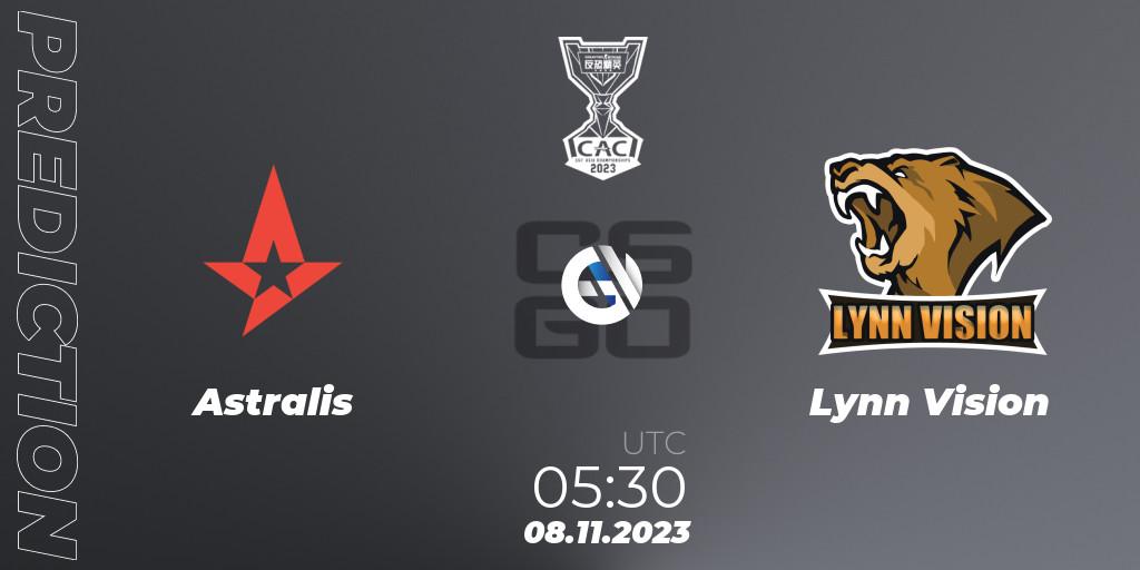 Prognose für das Spiel Astralis VS Lynn Vision. 08.11.23. CS2 (CS:GO) - CS Asia Championships 2023