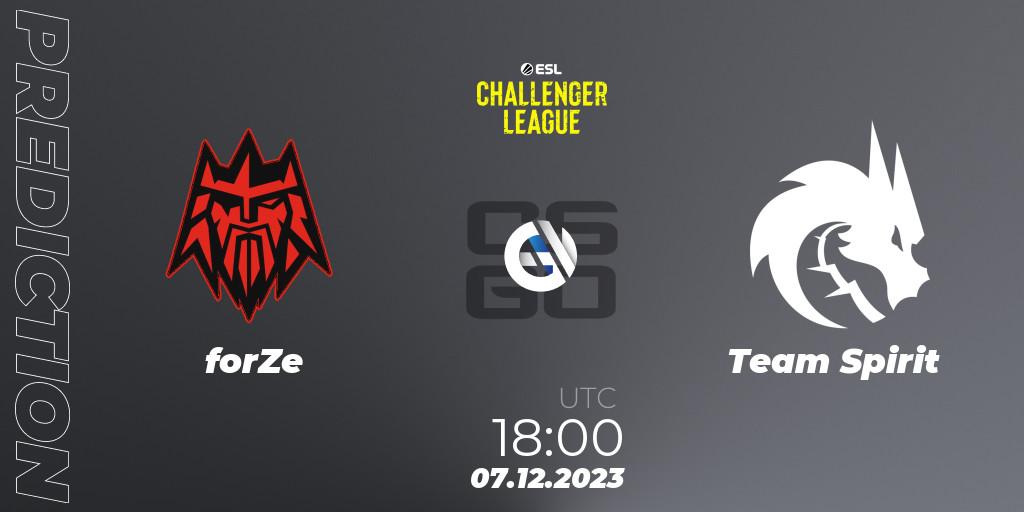 Prognose für das Spiel forZe VS Team Spirit. 07.12.23. CS2 (CS:GO) - ESL Challenger League Season 46: Europe