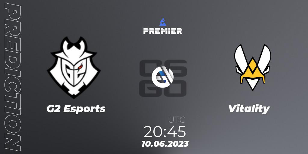 Prognose für das Spiel G2 Esports VS Vitality. 10.06.23. CS2 (CS:GO) - BLAST Premier: Spring Final 2023